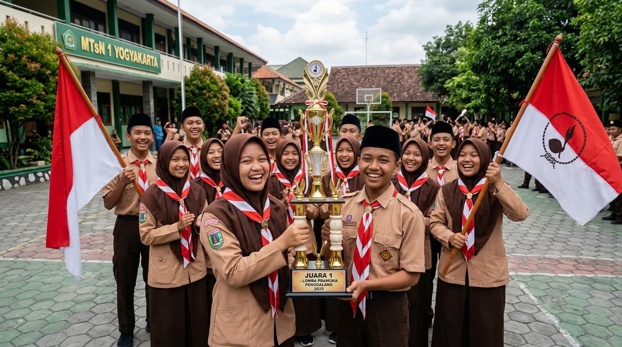 Regu Pramuka Penggalang MTs Himmatul Ummah Sabet Juara Umum LT-II Kwarran Tapung